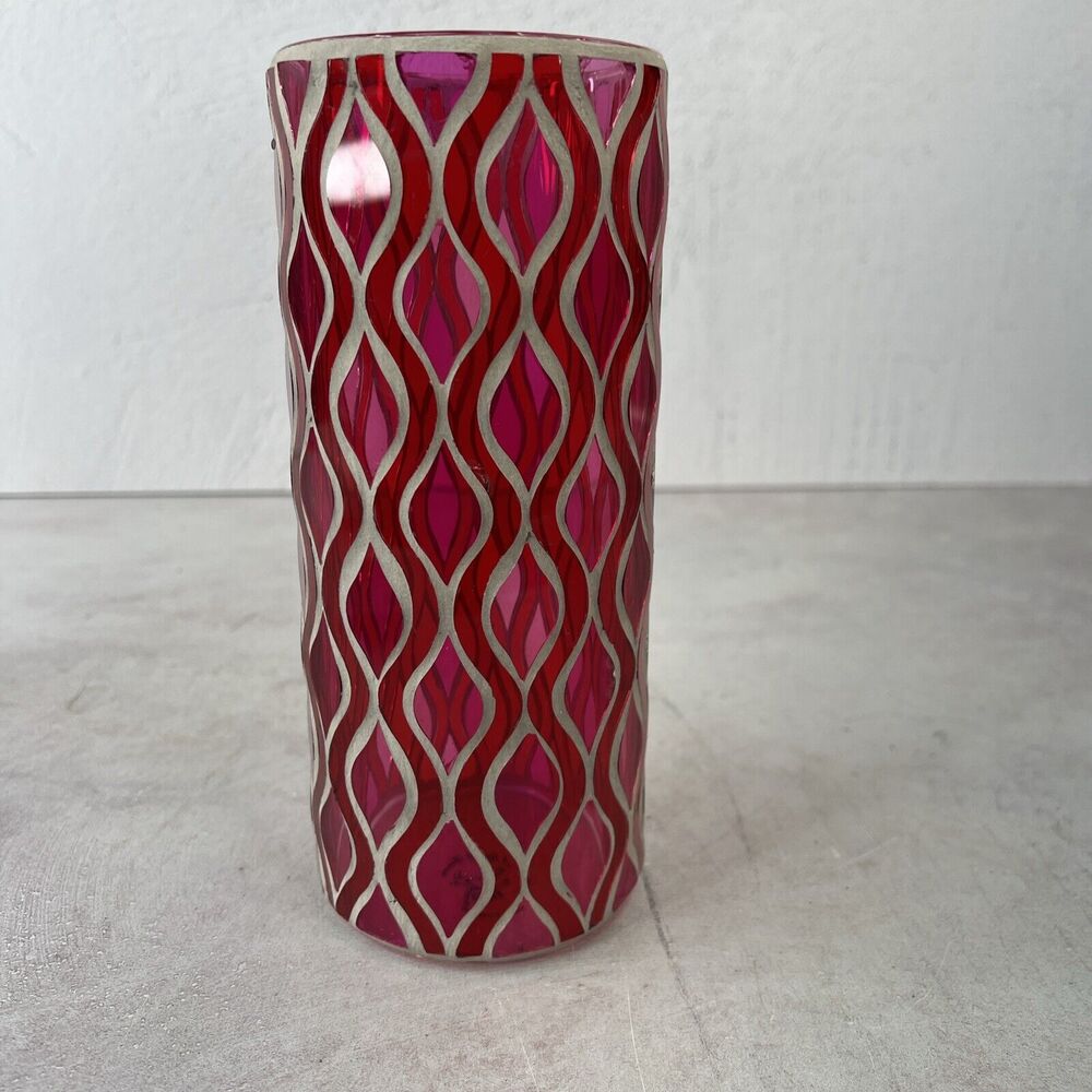 Vintage 1960s Mod Pink Swirl Psychedelic Glass Vase Hippie Boho 8.25"H X 3.25” W
